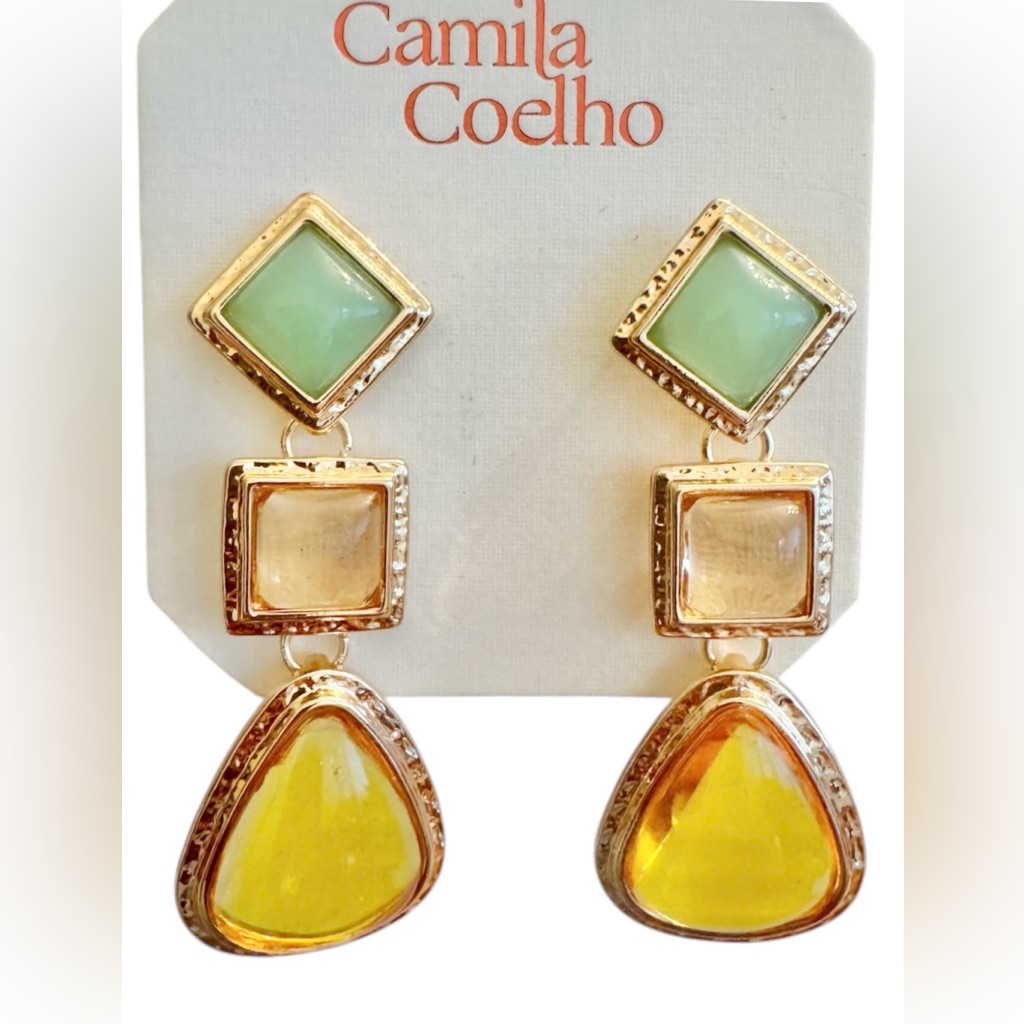Camila Coelho Green Gold And Yellow Drop Earrings 25$